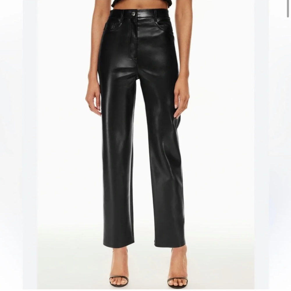 Wilfred black vegan leather pants Melina Super High Rise straight leg Pants 4